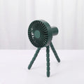 Black portable desktop fan with adjustable bending head and flexible octopus tripod legs.