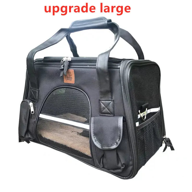 Non-woven cat bag space bag with ID pocket in dark grey upgrade, 45x25x28cm size