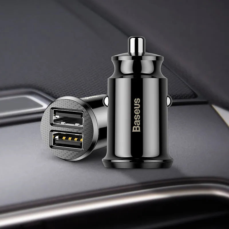 Millet car charger mini USB fast charge 2.1A LED indicator black white