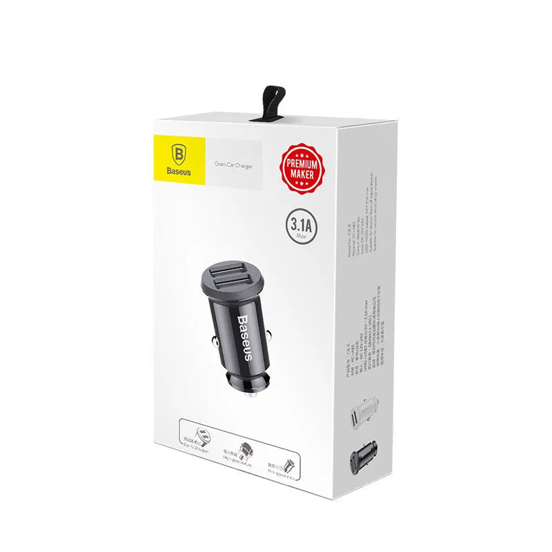 Millet car charger mini USB fast charge 2.1A LED indicator black white