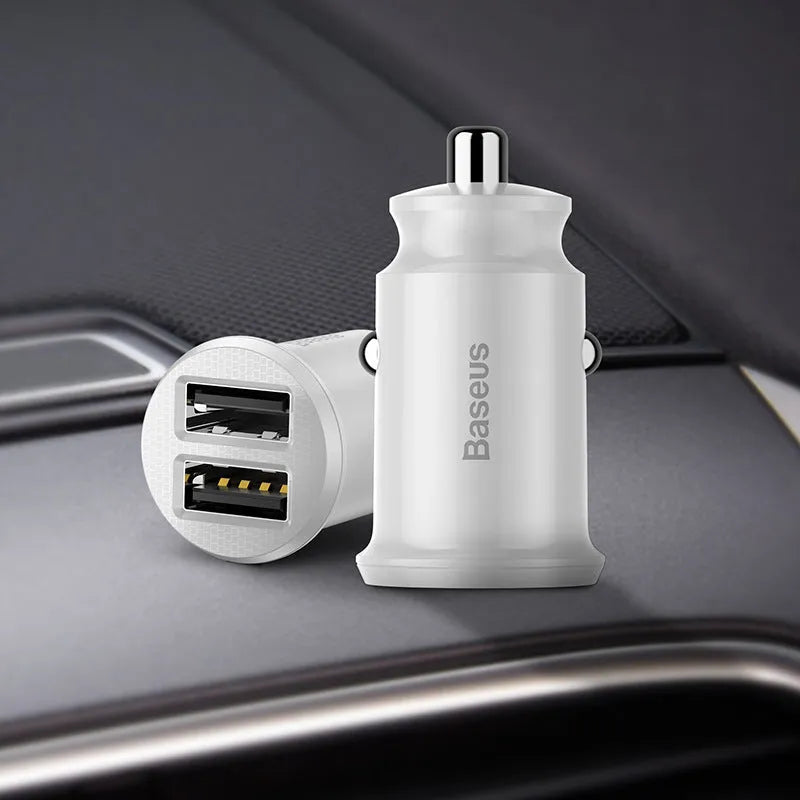 Millet car charger mini USB fast charge 2.1A LED indicator black white