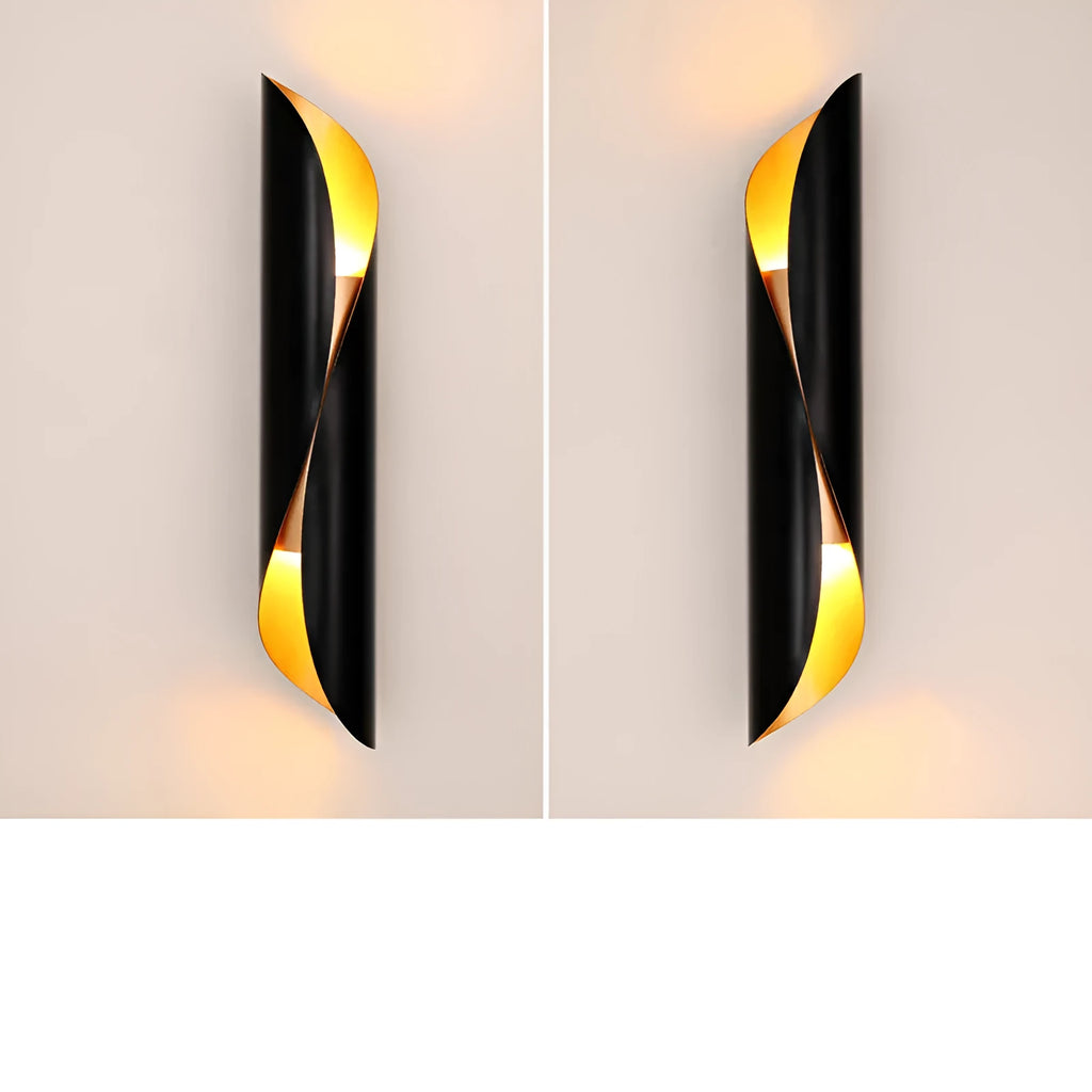Cylindrical modern wall lamp with iron shade in black colour, 100x480mm, G9 socket