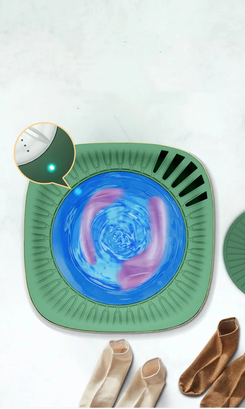 Green mini portable washing machine for underwear and socks with ozone sterilisation feature