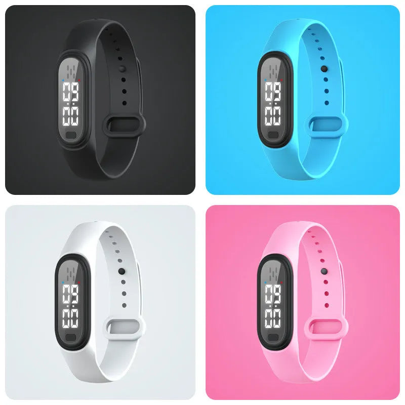 Ultrasonic mosquito repellent bracelet in black white blue pink colours with adjustable strap