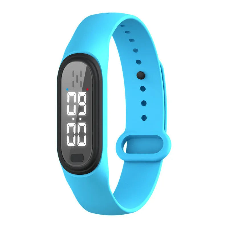 Ultrasonic mosquito repellent bracelet in black white blue pink colours with adjustable strap