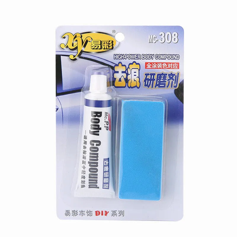 15g solid car scratch repair wax in a round black container on a grey background