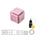 Six-sided Tianzi grid teacher stamp in pink and blue with quick-drying ink