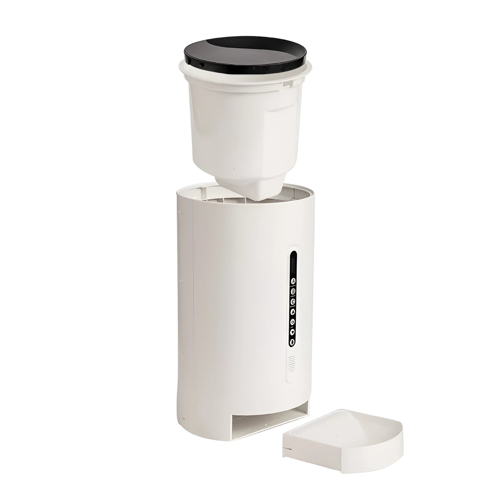 White ABS plastic smart pet feeder with 4.6L capacity and automatic timing function