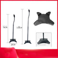Black tripod speaker stand holding a bookshelf satellite speaker on its hanger rack.