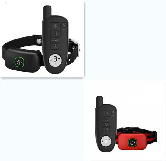 Dog training device with LED display and remote control, silicone sleeve, 5.0 cm x 12.0 cm x 4.0 cm, black or red