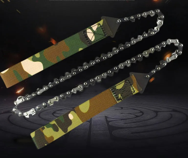 Camouflage folding hand saw with pull strap and 65 manganese steel blade