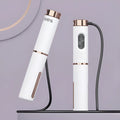 White smart counting jump rope with LCD night vision screen and dual-use cordless ball and wire rope accessories