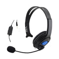 Black PS4 wired gaming headset with 3.5mm audio jack and head-mounted design