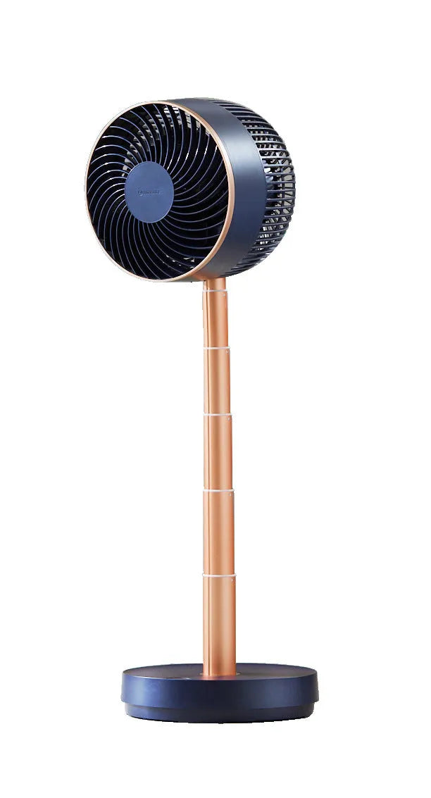Emmett folding telescopic air circulation fan with remote control on floor in dark green