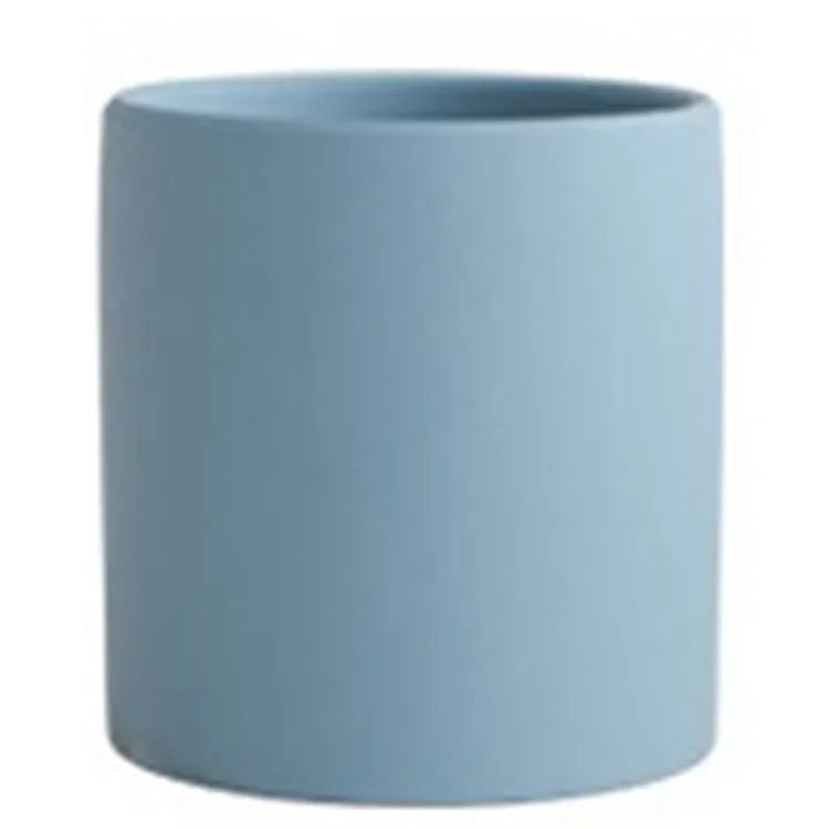 Nordic industrial style ceramic succulent planter with drainage hole in cylindrical shape