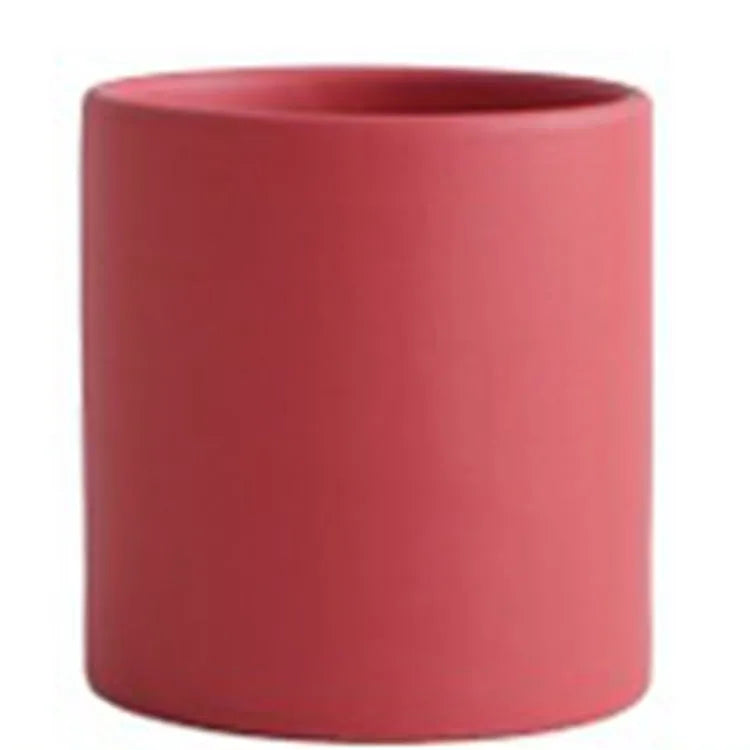 Nordic industrial style ceramic succulent planter with drainage hole in cylindrical shape
