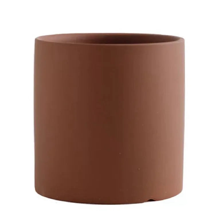 Nordic industrial style ceramic succulent planter with drainage hole in cylindrical shape