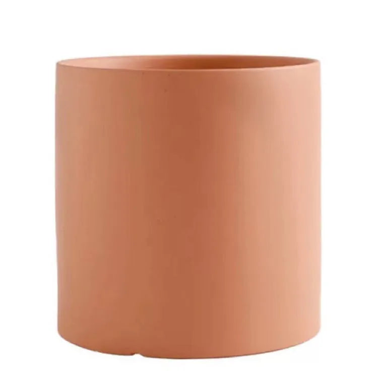 Nordic industrial style ceramic succulent planter with drainage hole in cylindrical shape