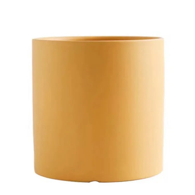 Nordic industrial style ceramic succulent planter with drainage hole in cylindrical shape
