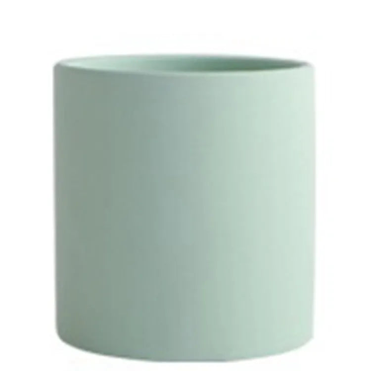 Nordic industrial style ceramic succulent planter with drainage hole in cylindrical shape