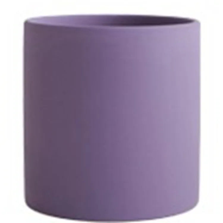 Nordic industrial style ceramic succulent planter with drainage hole in cylindrical shape