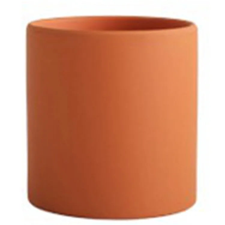 Nordic industrial style ceramic succulent planter with drainage hole in cylindrical shape