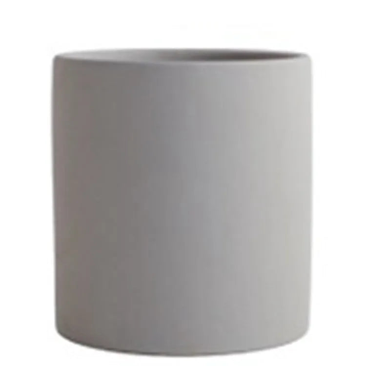 Nordic industrial style ceramic succulent planter with drainage hole in cylindrical shape