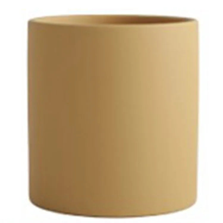 Nordic industrial style ceramic succulent planter with drainage hole in cylindrical shape