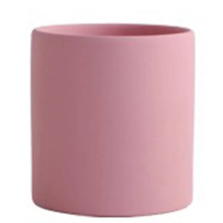 Nordic industrial style ceramic succulent planter with drainage hole in cylindrical shape