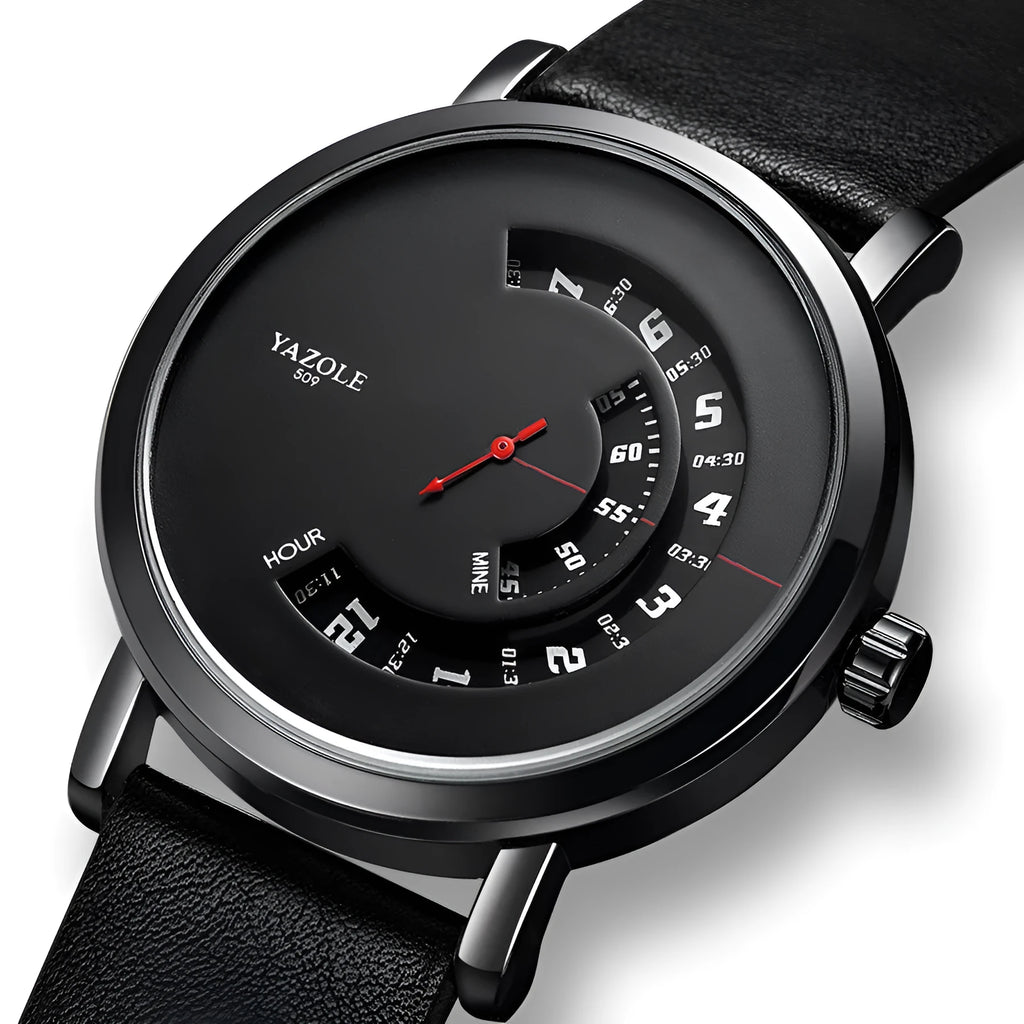Men's rotating bezel quartz watch with metal case and hybrid analogue digital display