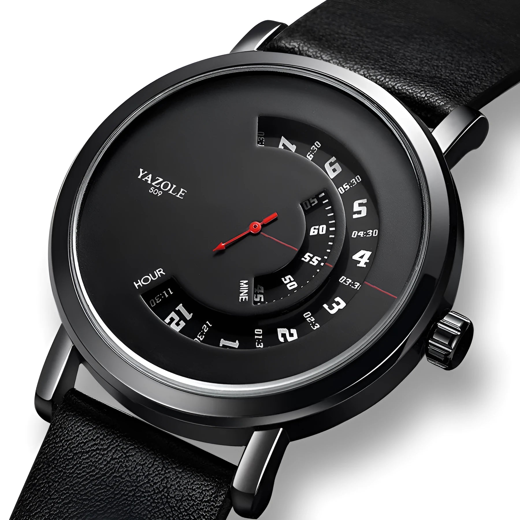 Men's rotating bezel quartz watch with metal case and hybrid analogue digital display