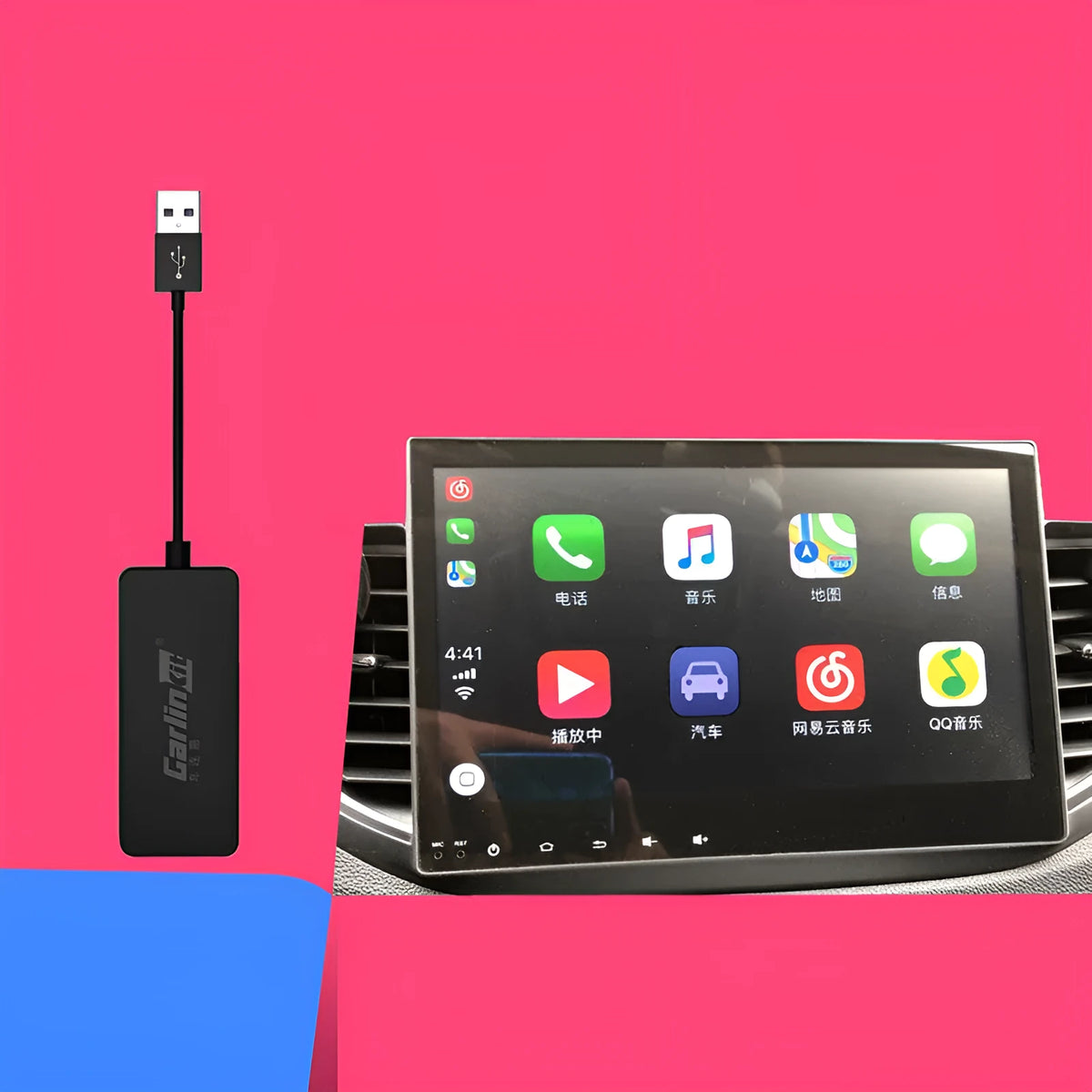 Android Auto carplay module in black mark finish with ABS casing for USB car-machine interconnection