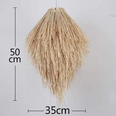Rattan pine cone design chandelier light fixture with adjustable height