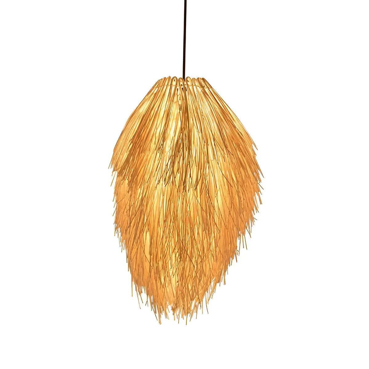 Rattan pine cone design chandelier light fixture with adjustable height