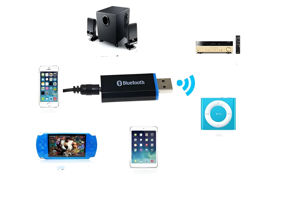 Black Bluetooth audio receiver for car stereo with plug-and-play 5.0 connectivity