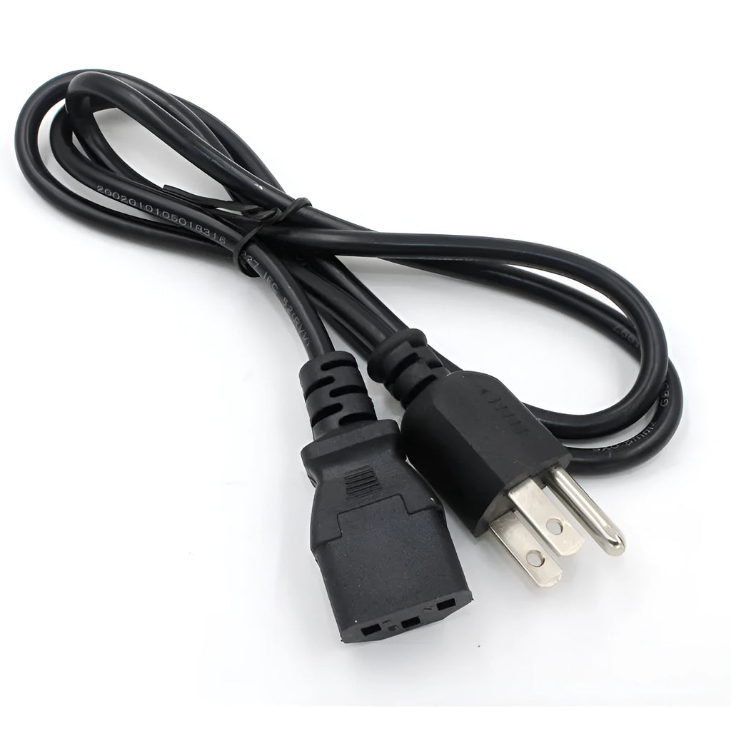 Black American standard plug power cord with 1.2 metre length and three-core copper construction