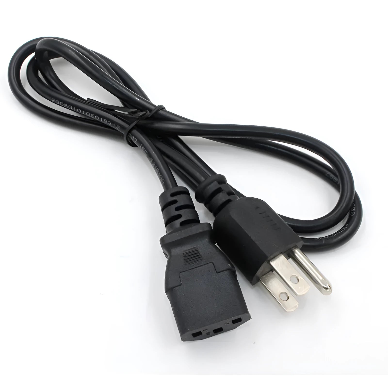 Black American standard plug power cord with 1.2 metre length and three-core copper construction