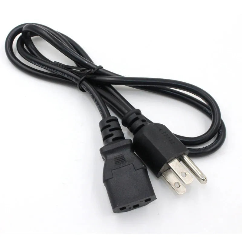 Black American standard plug power cord with 1.2 metre length and three-core copper construction