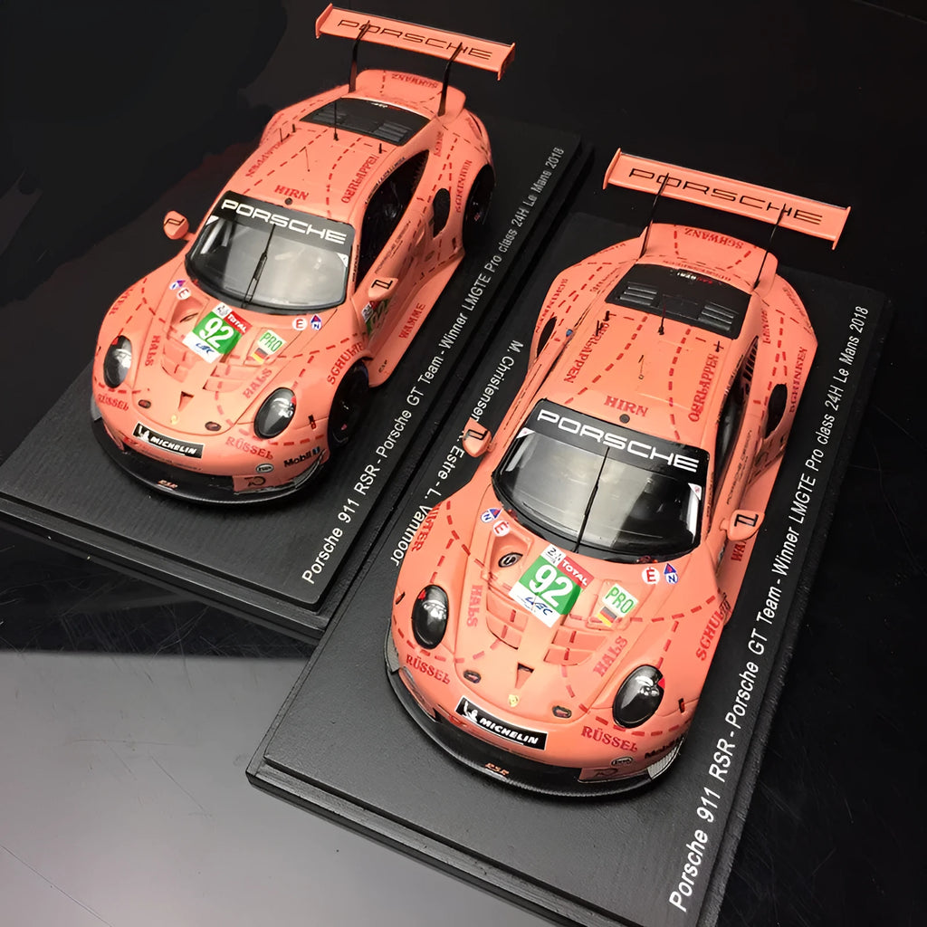 Pink resin Porsche supercar model part 1:64 scale with display box