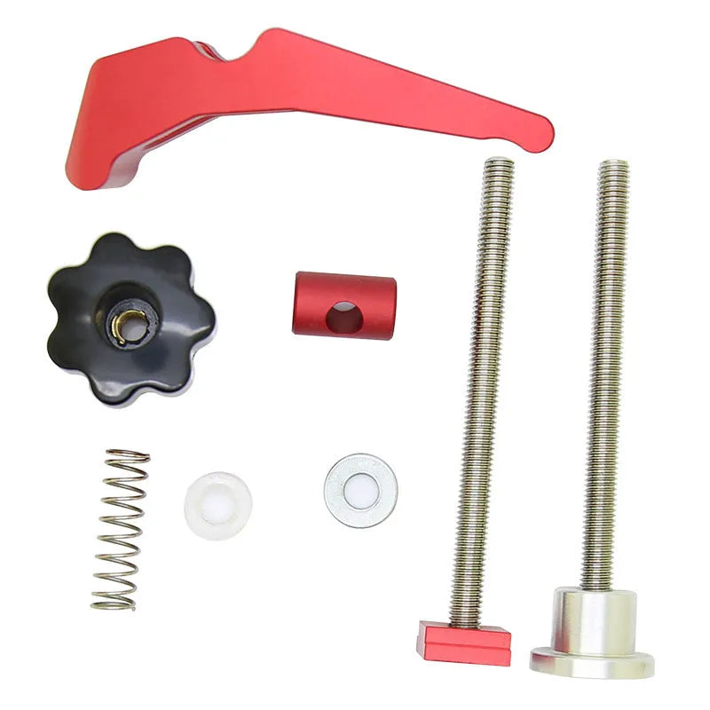 Red aluminium alloy woodworking table block slide holder with flat mouth clamp jaws