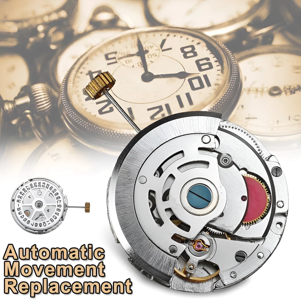 Silver stainless steel automatic watch movement replacement with 25mm diameter