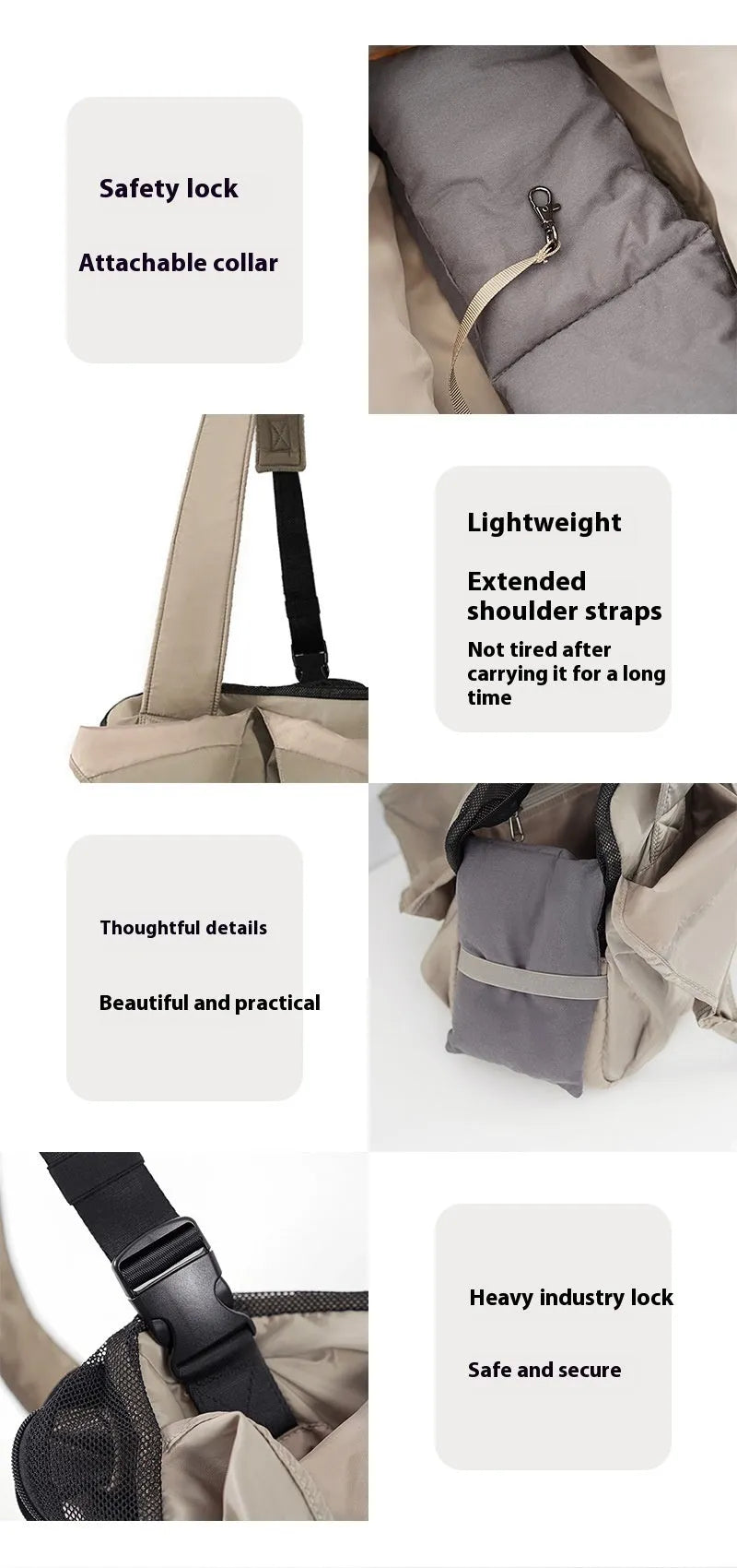 Apricot coloured cloth pet carrier handbag with shoulder strap for dogs and cats