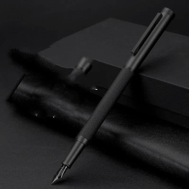 Metal pen in black forest colour with titanium plated iridium gold nib in gift box with pencil case