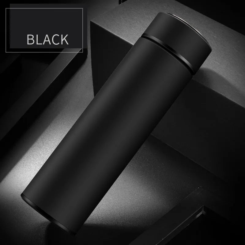 450ml stainless steel vacuum insulated water bottle in black, red, gold or blue with arrow mouth