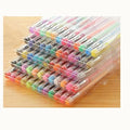 Set of 100 assorted colour gel pens with dual tips, shown in packaging.