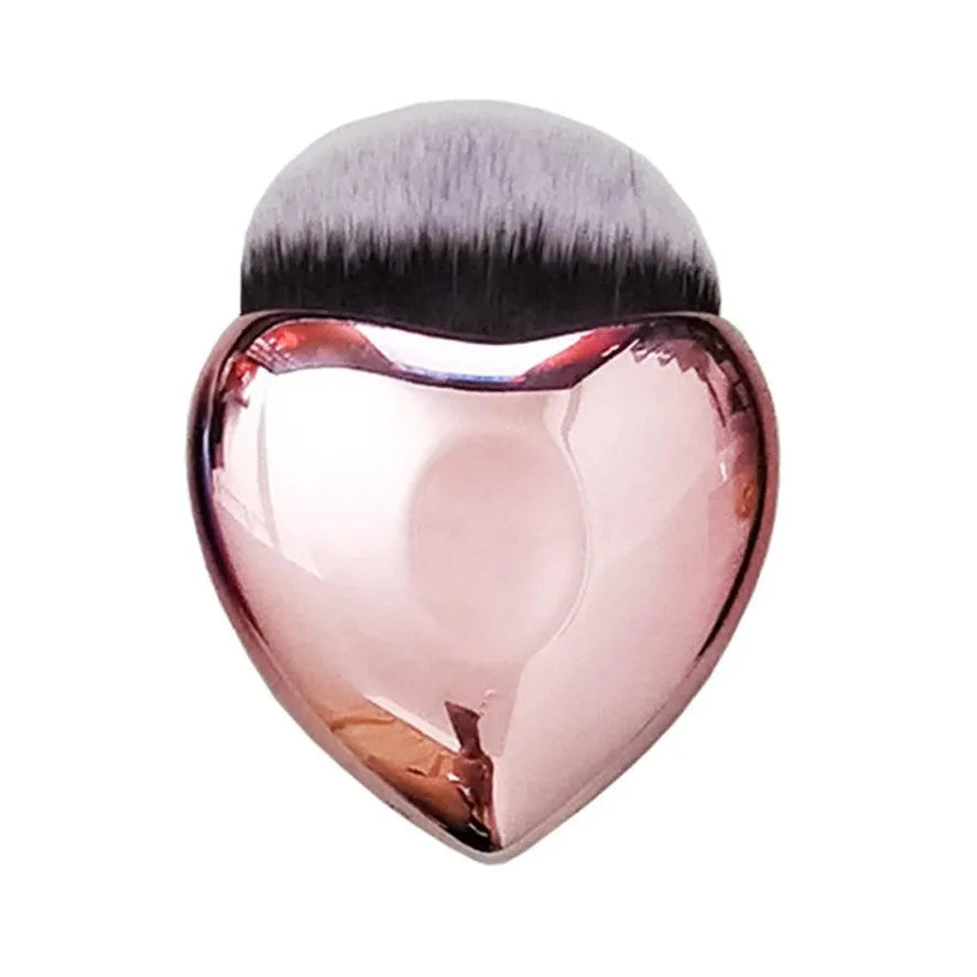 Heart-shaped foundation brush with soft bristles for blush and foundation application