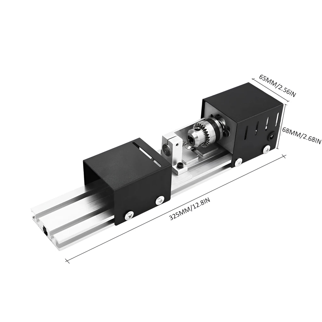 Mini metal silver woodworking lathe with 140mm processing capacity and six carving knives