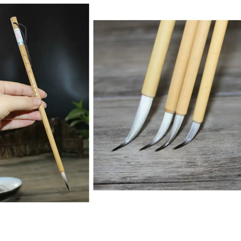 Joint brush Chinese calligraphy writing brush set with gold bodies and mixed hair brush heads