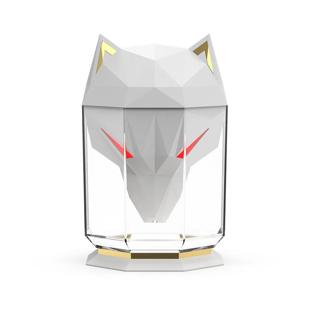 War Wolf Air desktop ultrasonic humidifier with colourful LED lights and USB cable.