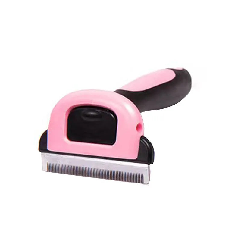 Removable knot opener pet hair removal comb in stainless steel, large size, blue colour, on a white background